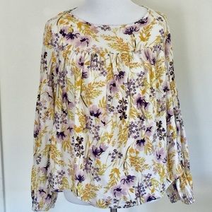 Long sleeved floral cotton Old Navy Top sz medium